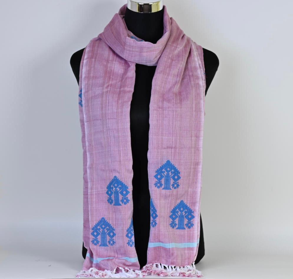 Hand Woven Stole With Tradional Motifs of Assam